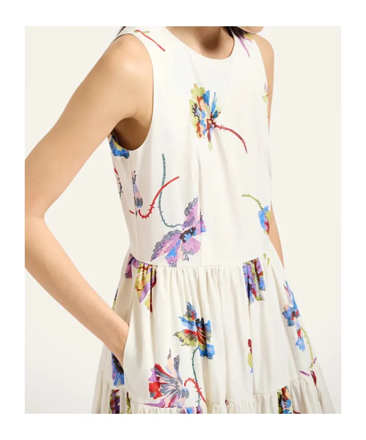 Big Sleeveless Tiered Floral Dress