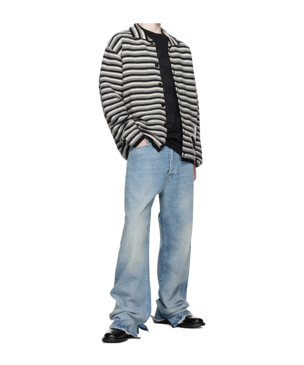 Striped Teddy-Applique Cardigan