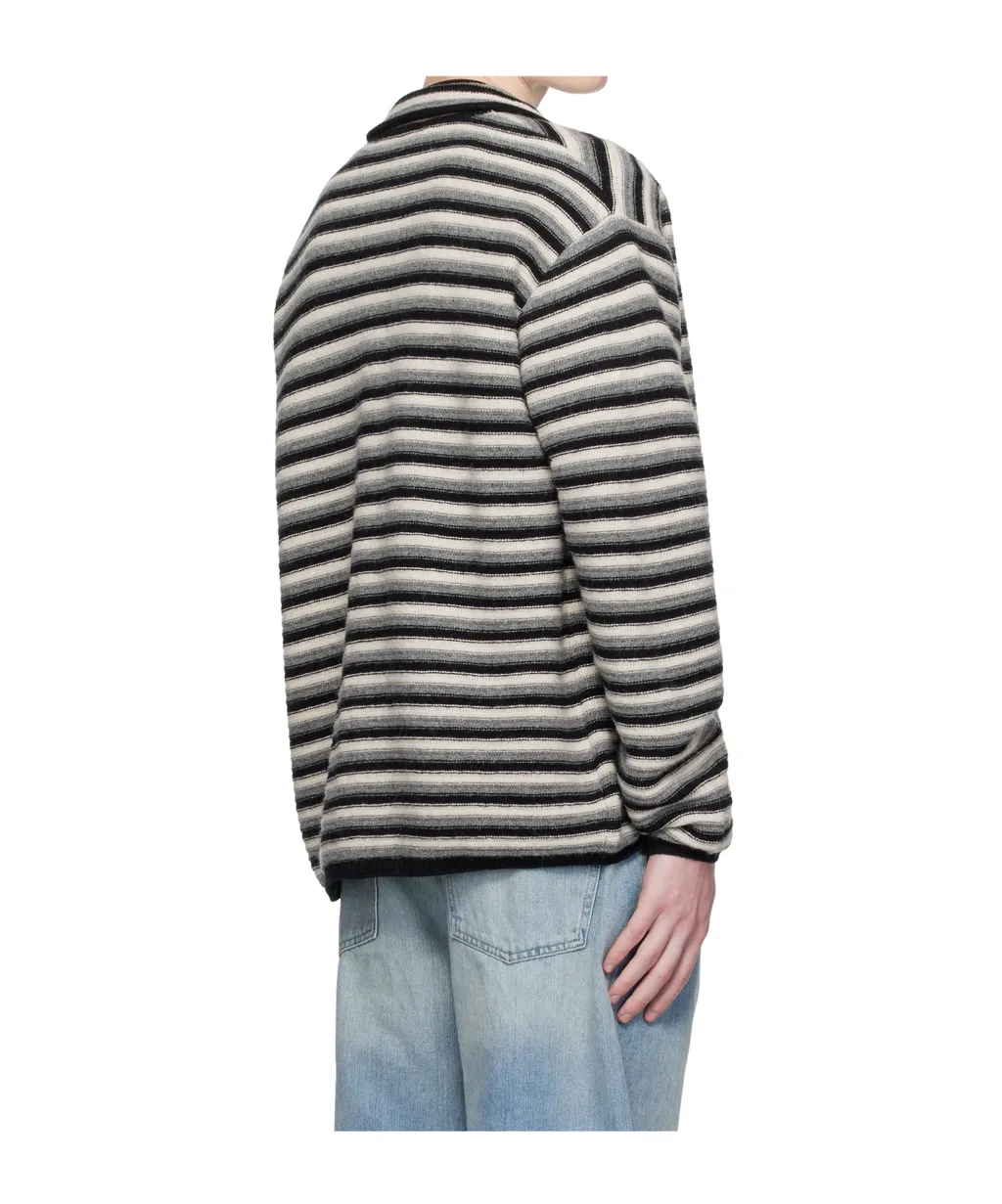 Striped Teddy-Applique Cardigan