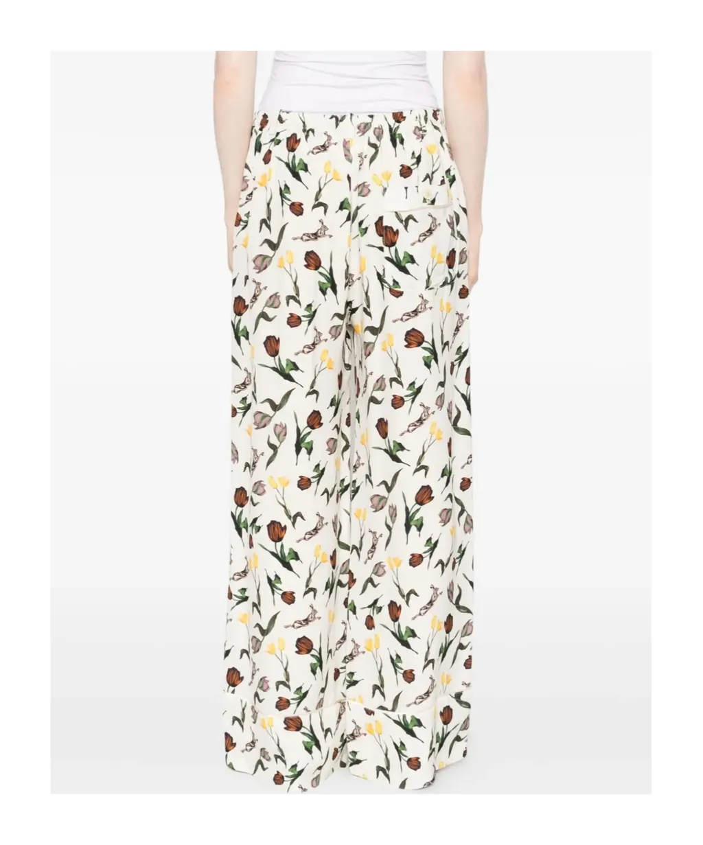 Tulips-Hares-Print Trousers