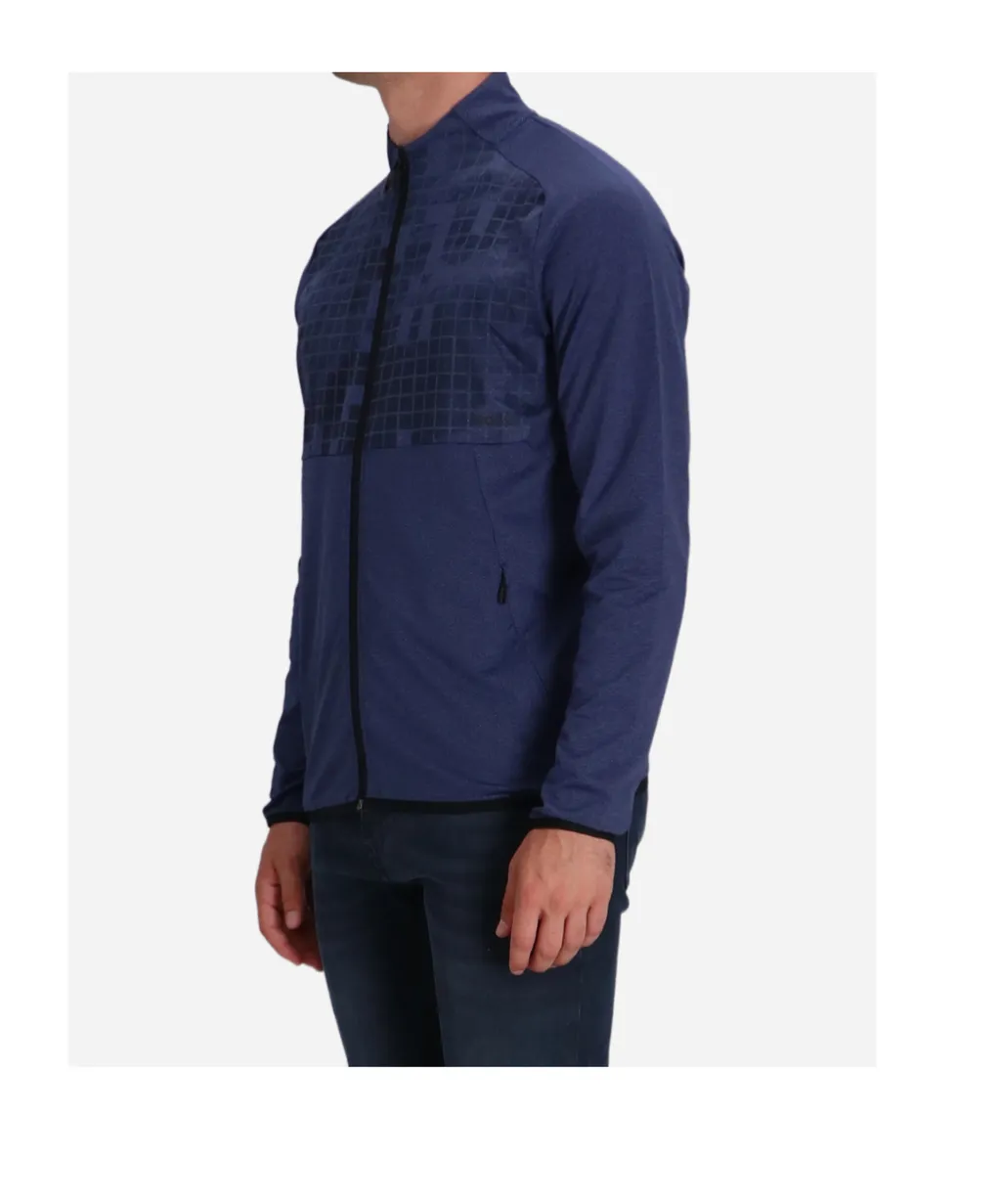 Geometric-Pattern Zip-Up Sweatshirt