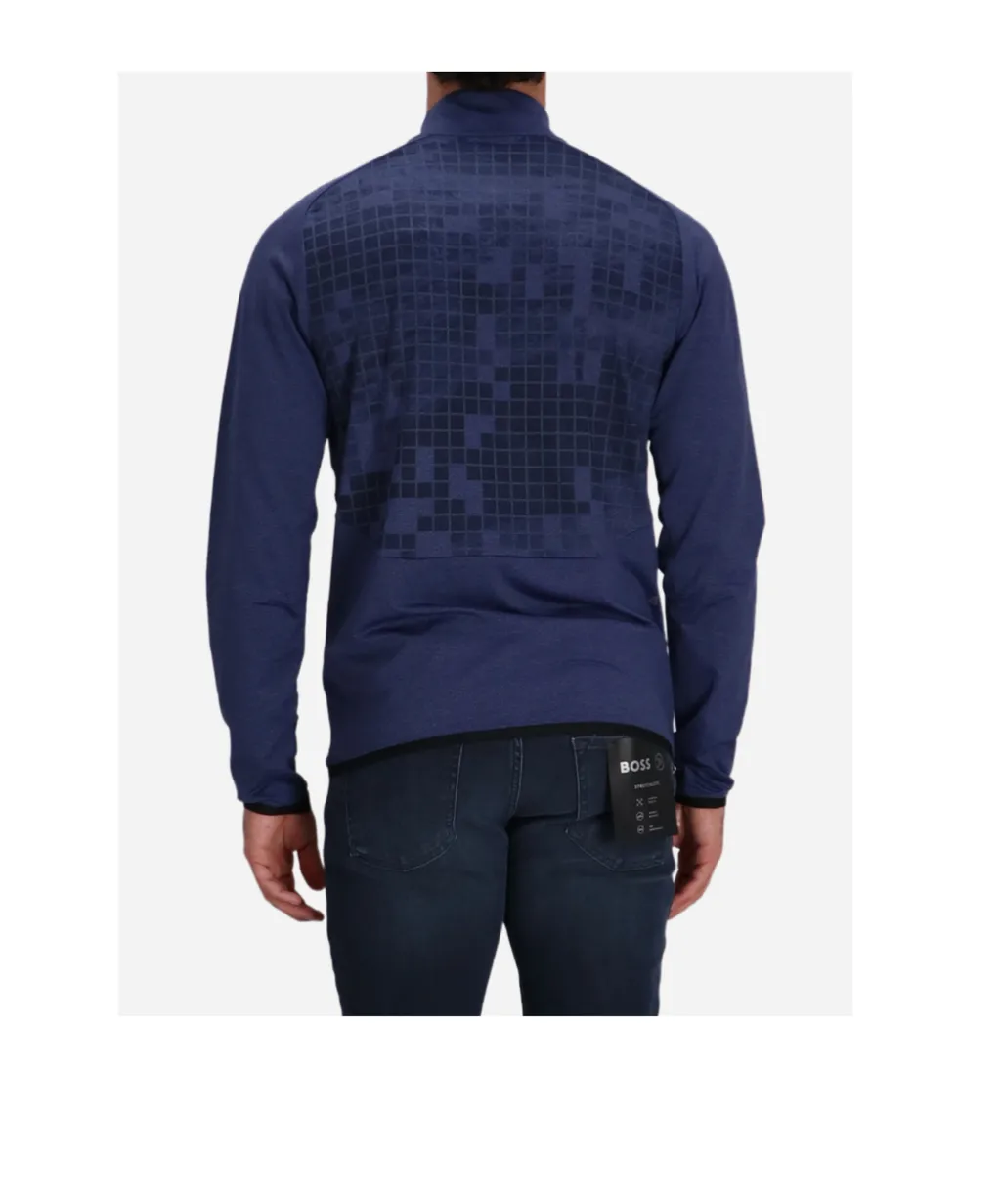 Geometric-Pattern Zip-Up Sweatshirt