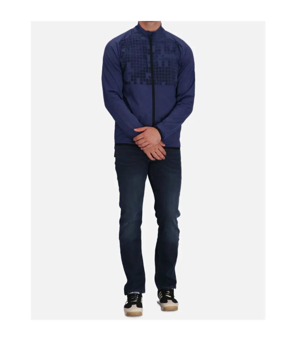 Geometric-Pattern Zip-Up Sweatshirt