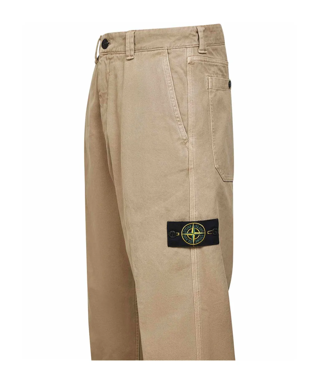 Stone Island Logo Patch Loose Fit Trousers
