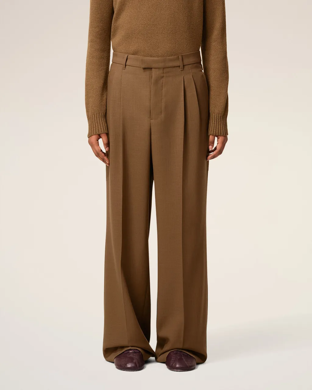 Ami Paris Buckle Detailed Wide-Leg Trousers