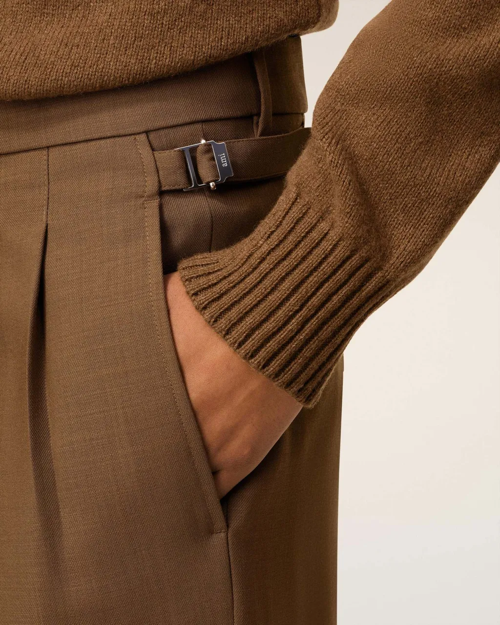 Ami Paris Buckle Detailed Wide-Leg Trousers