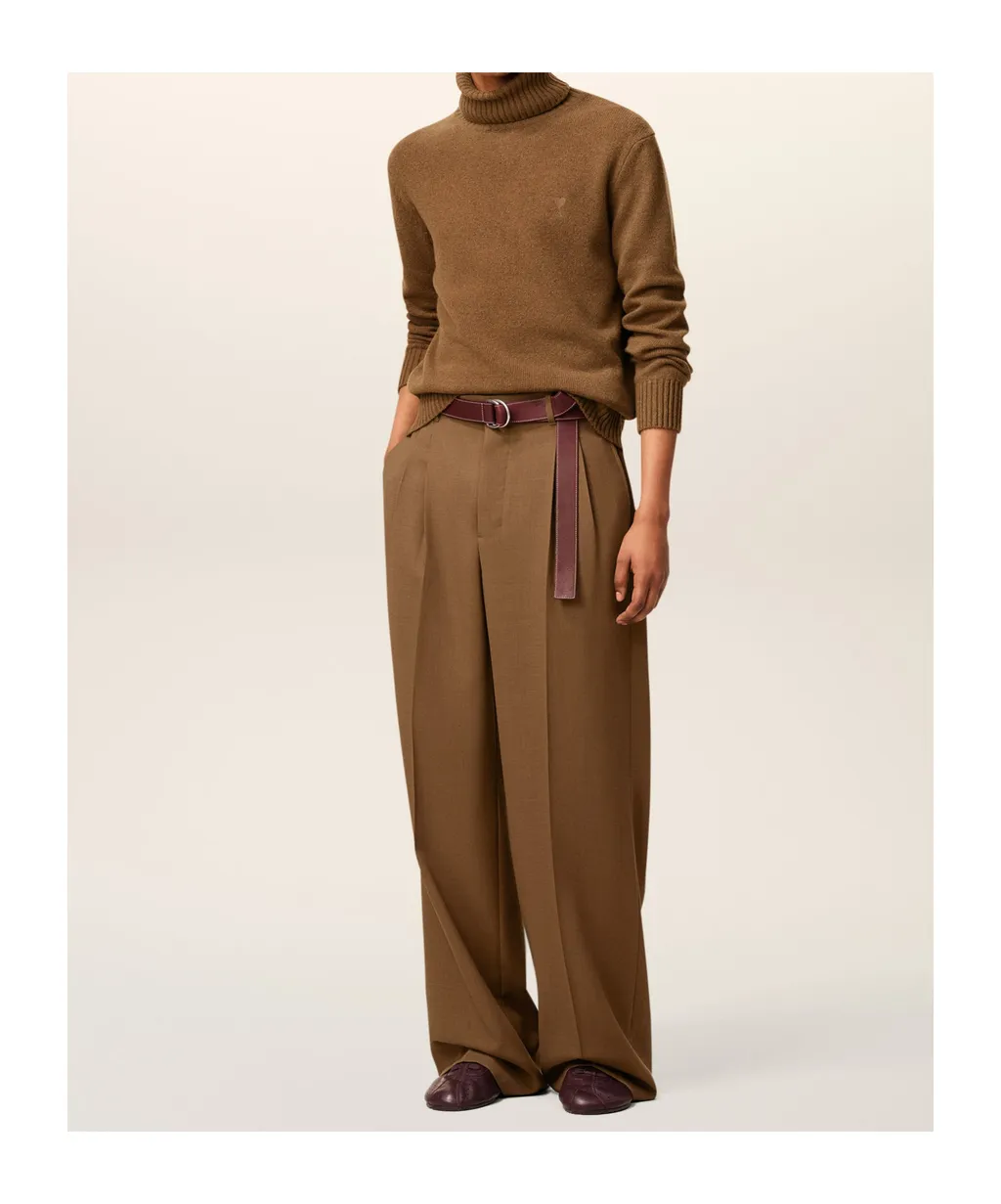 Ami Paris Buckle Detailed Wide-Leg Trousers