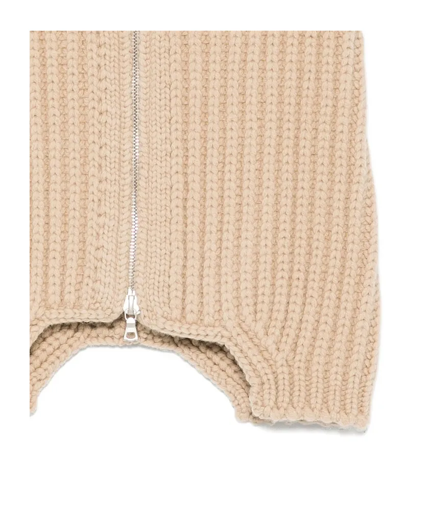 Ribbed Knit Zipper Scarf
