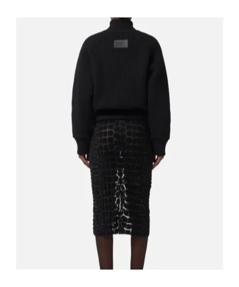Ribbed-Knit Zip-Front Bomber Jacket