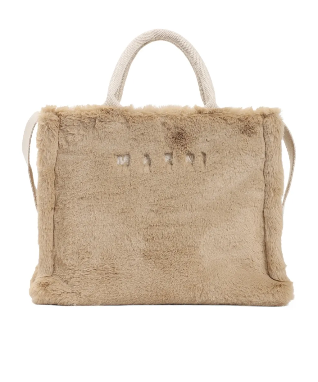 Faux-Fur Top-Handle Tote Bag