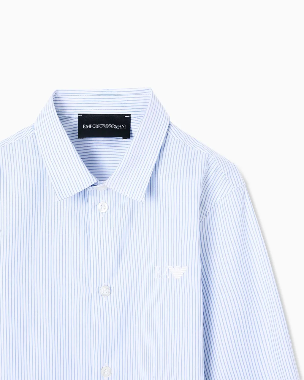 Emporio Armani Kids Logo Embroidered Pinstriped Shirt