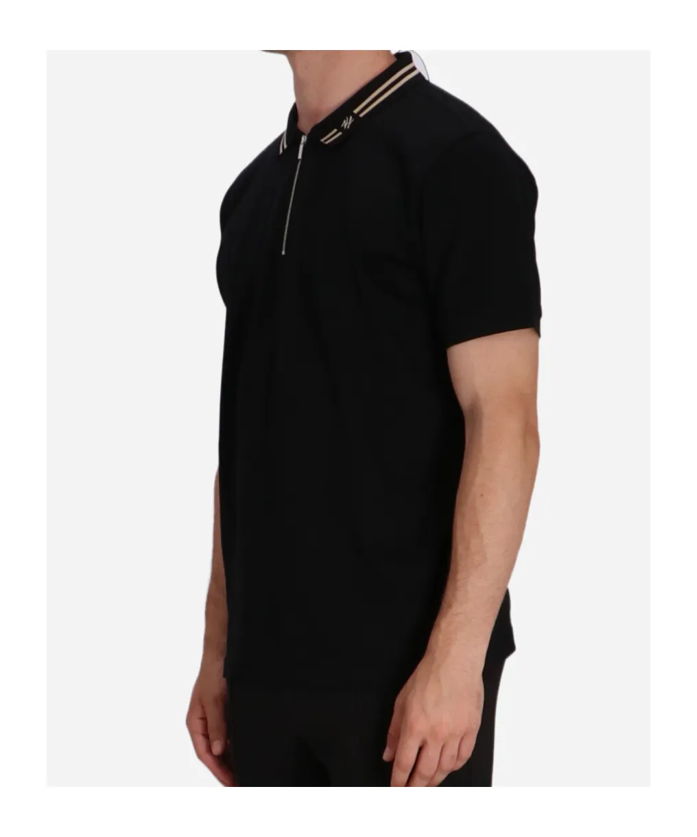 Zip Striped-Collar Polo Shirt