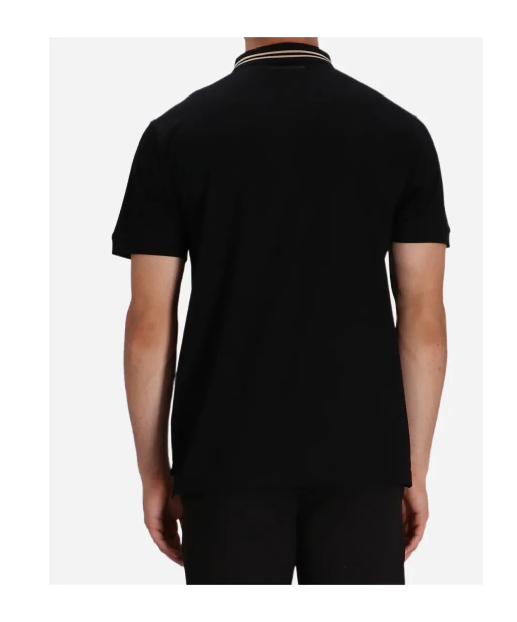 Zip Striped-Collar Polo Shirt
