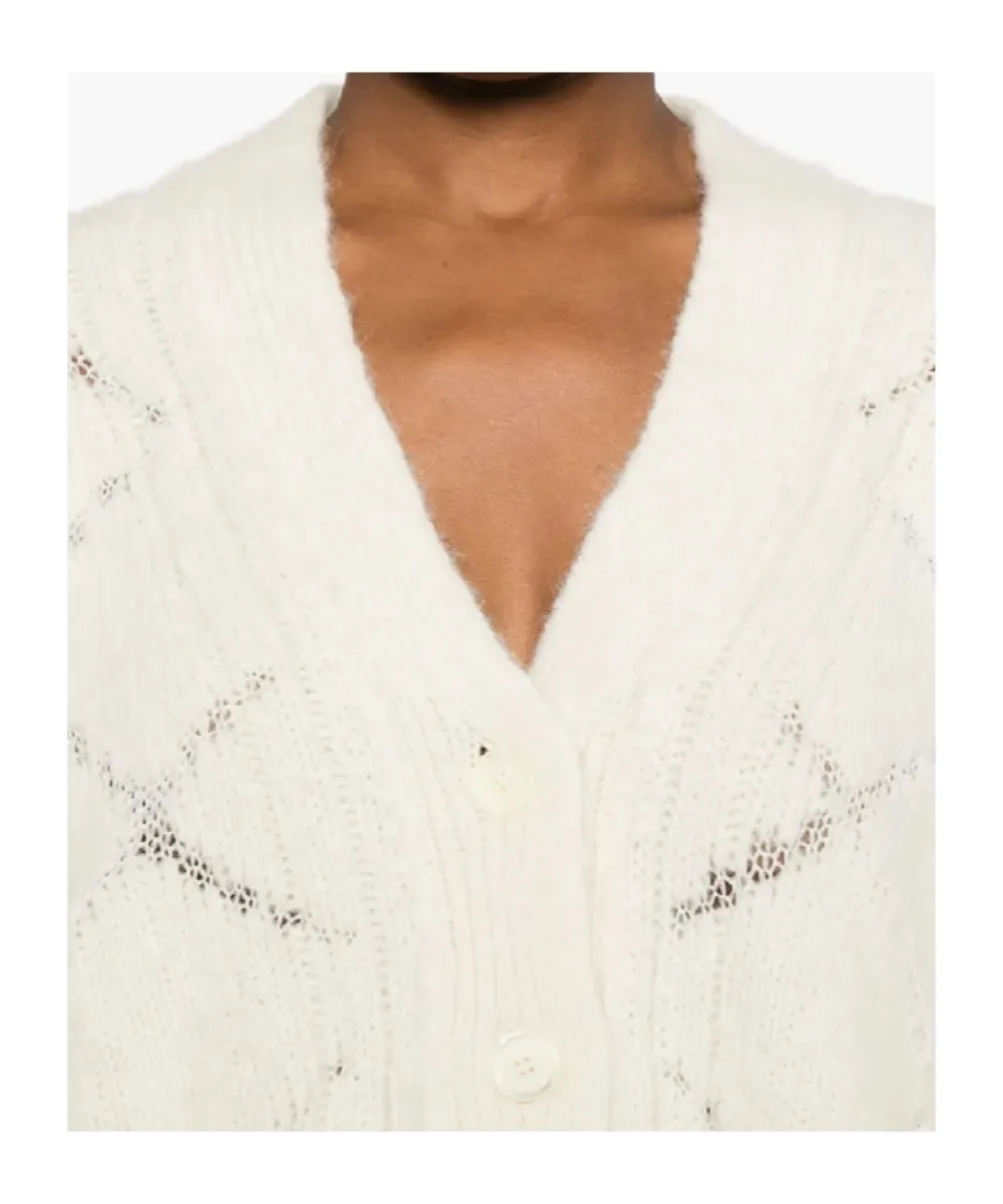Button-Front Cable-Knit Cardigan