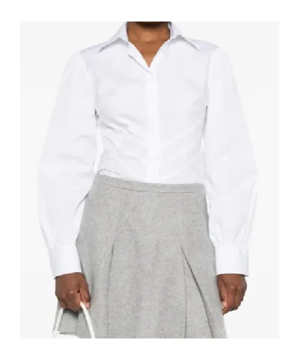Ruched-Panel Collared Shirt