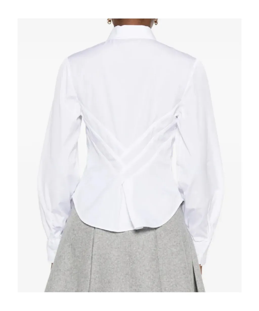 Ruched-Panel Collared Shirt