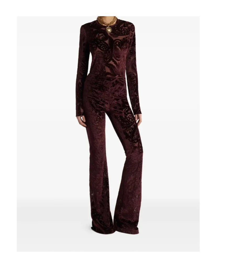 Jacquard Chenille Flared Trousers