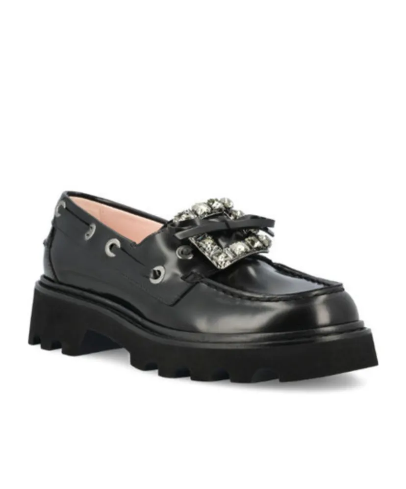 Crystal-Embellished Boat Loafers