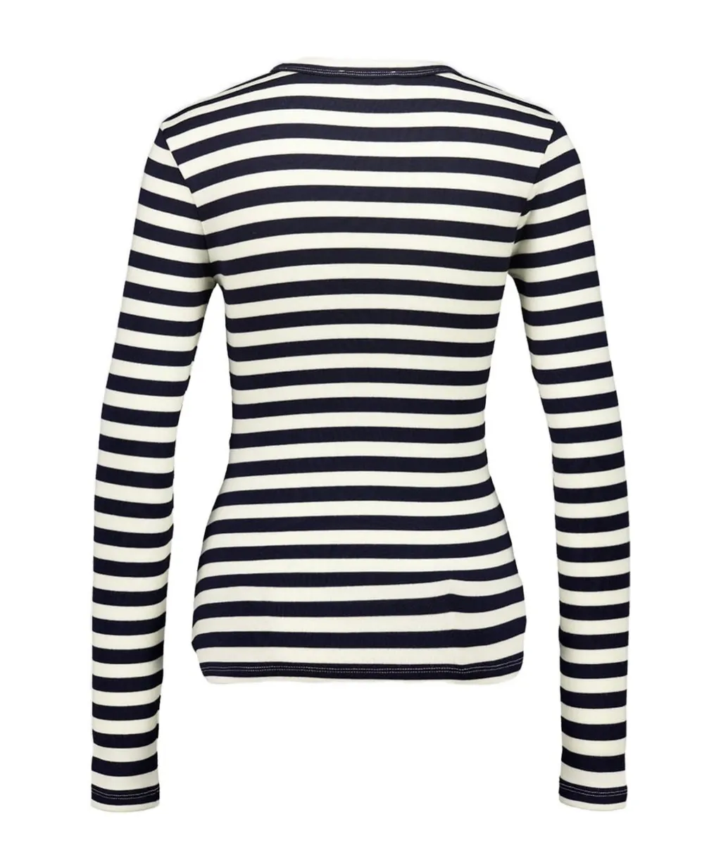 Rabanne Striped Asymmetric Button-Detail Top