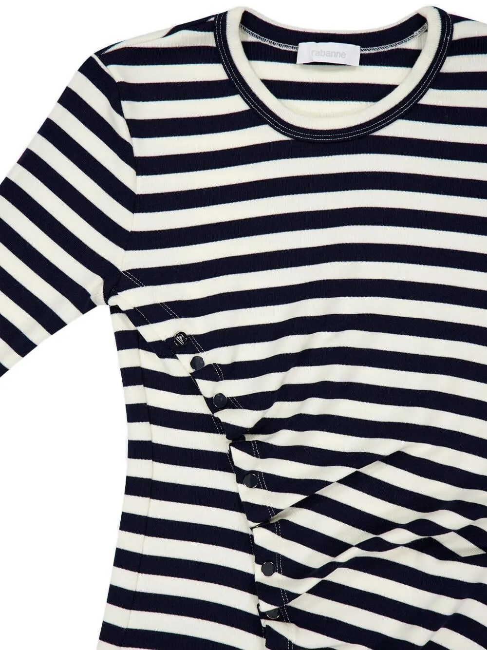 Rabanne Striped Asymmetric Button-Detail Top