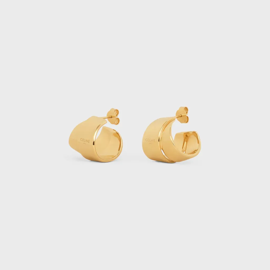 Formes Abstraites Ribbon Hoops In Brass With Gold Finish