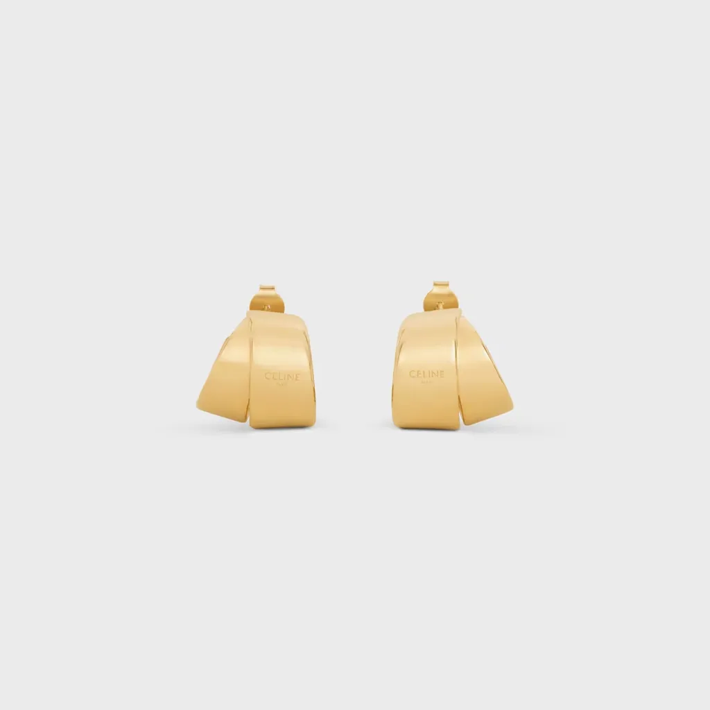 Formes Abstraites Ribbon Hoops In Brass With Gold Finish