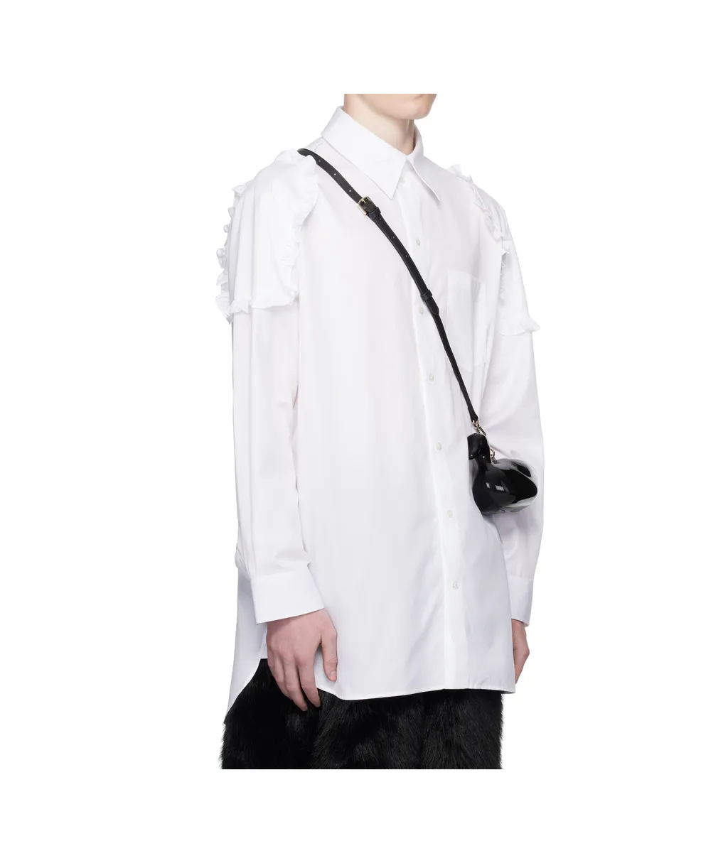 Ruffle Shoulder Patch Tunic Shirt