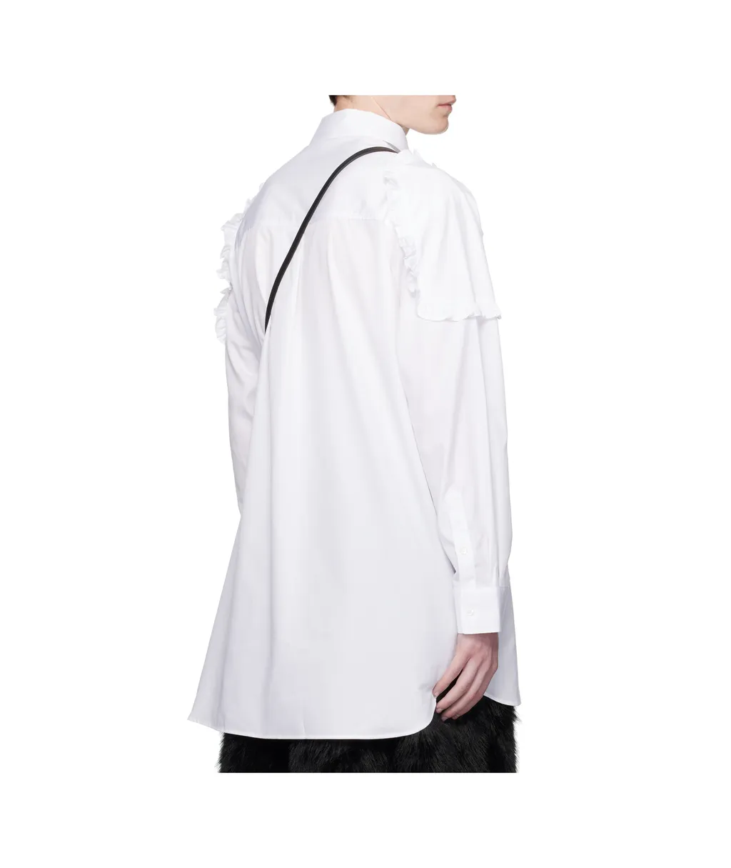 Ruffle Shoulder Patch Tunic Shirt