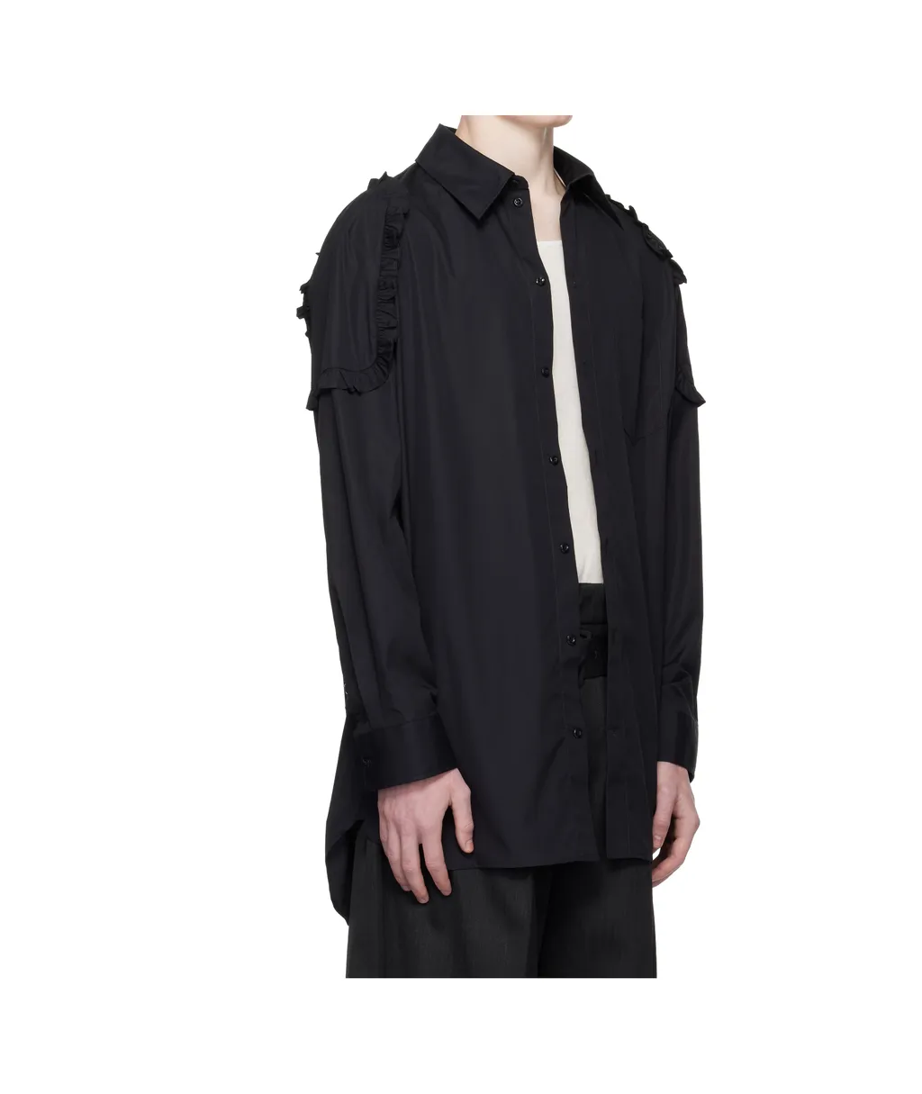 Ruffle Shoulder Patch Tunic Shirt