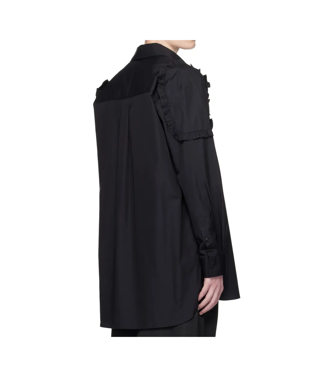 Ruffle Shoulder Patch Tunic Shirt