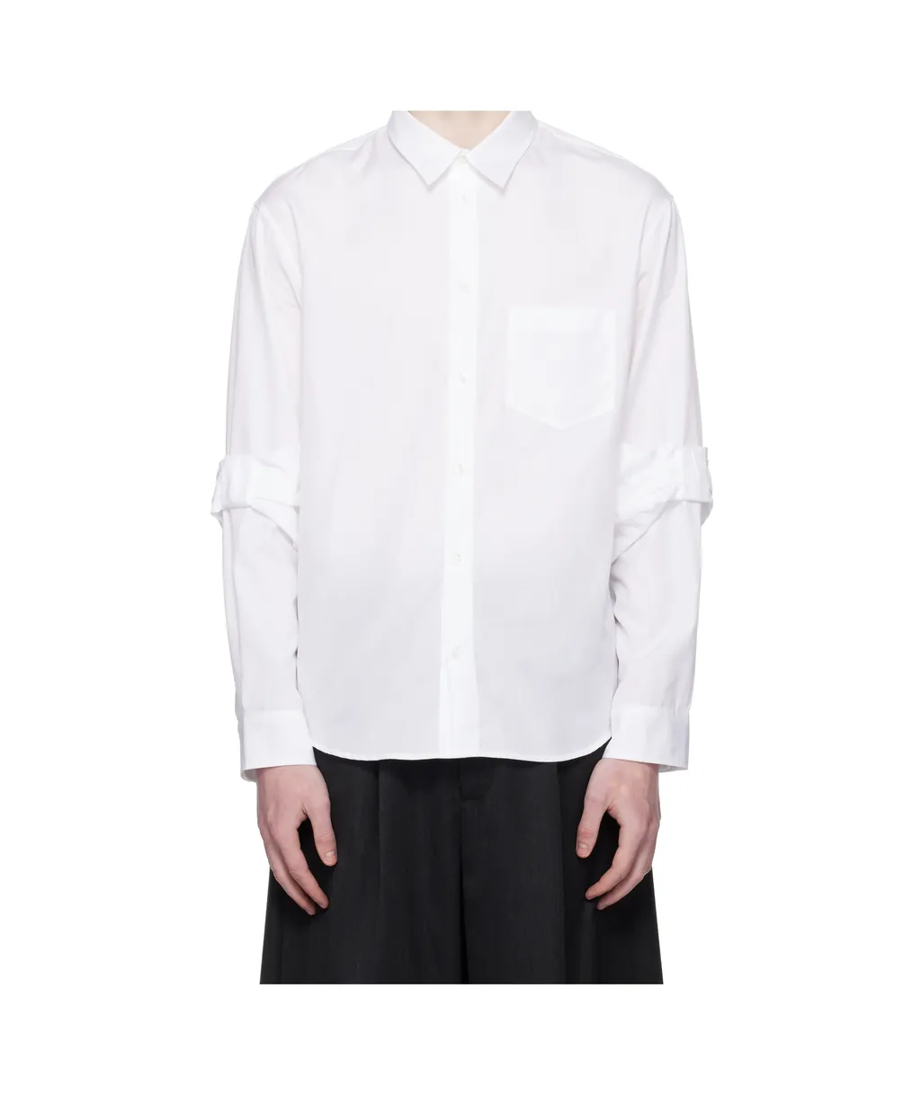 Gathered-Cuff Cotton Shirt