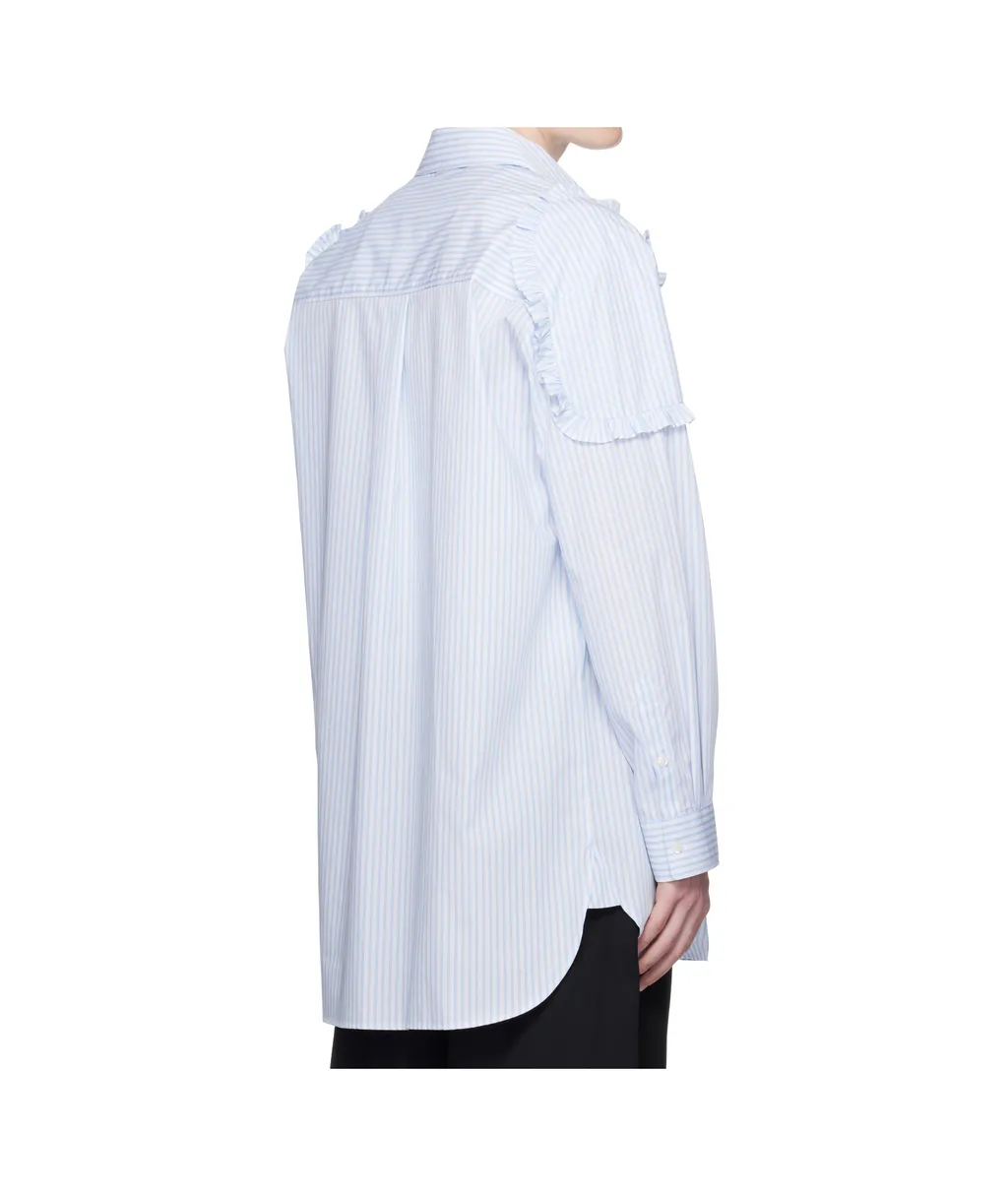 Ruffle Shoulder Patch Tunic Shirt