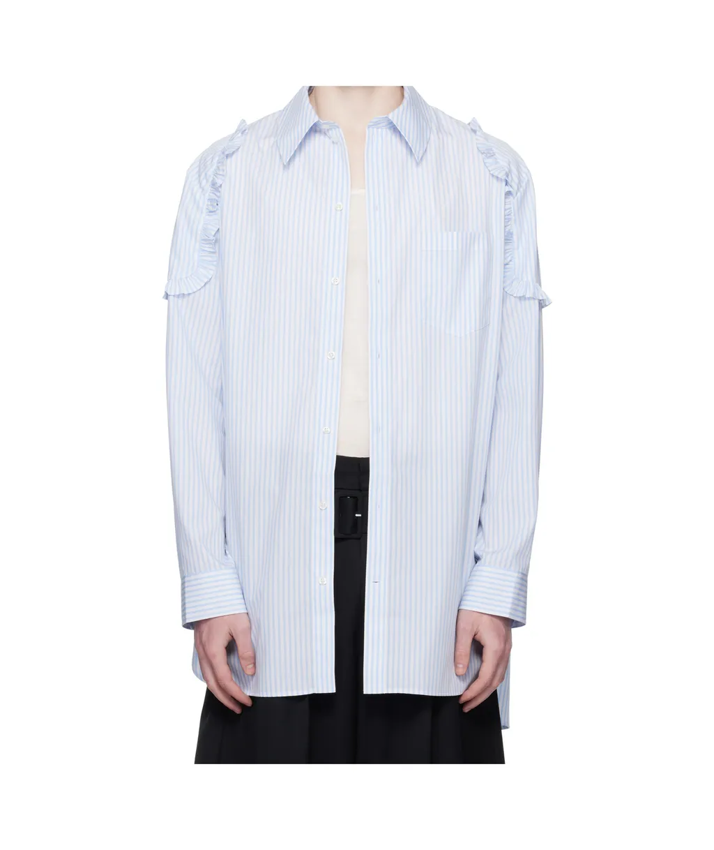 Ruffle Shoulder Patch Tunic Shirt