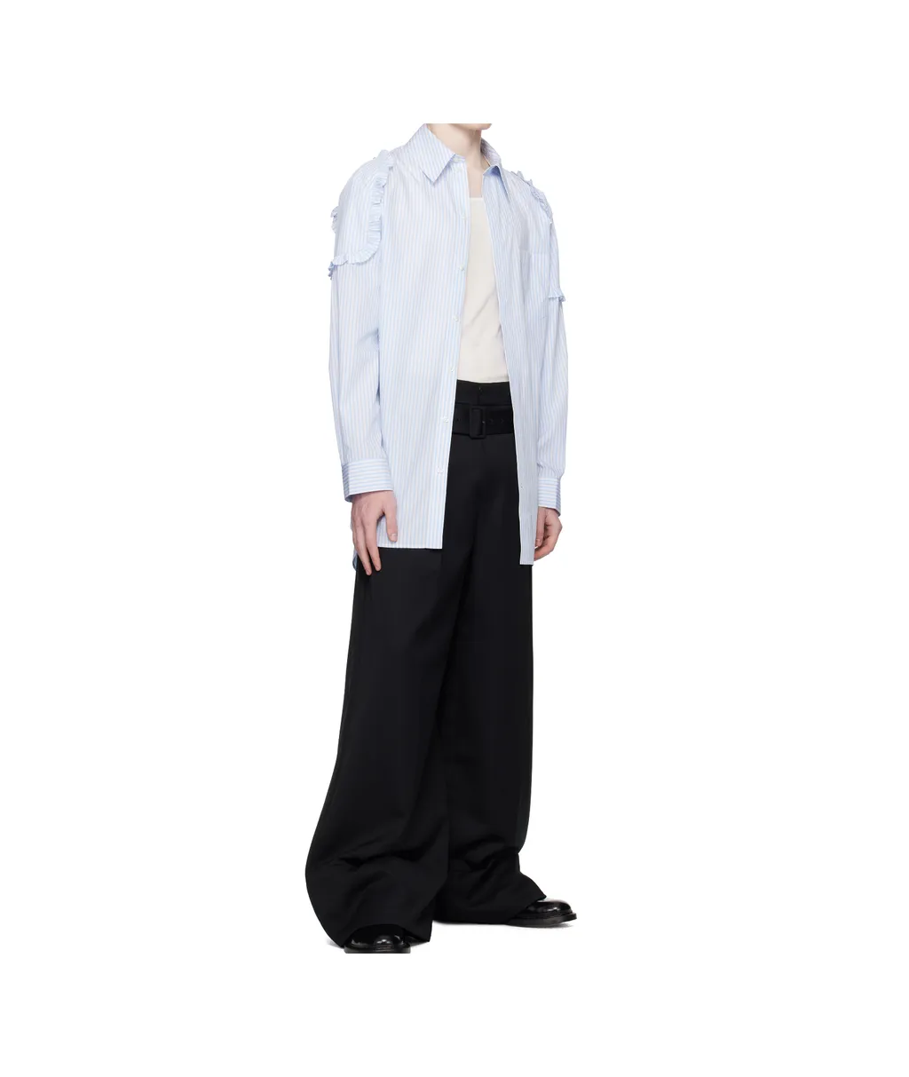 Ruffle Shoulder Patch Tunic Shirt