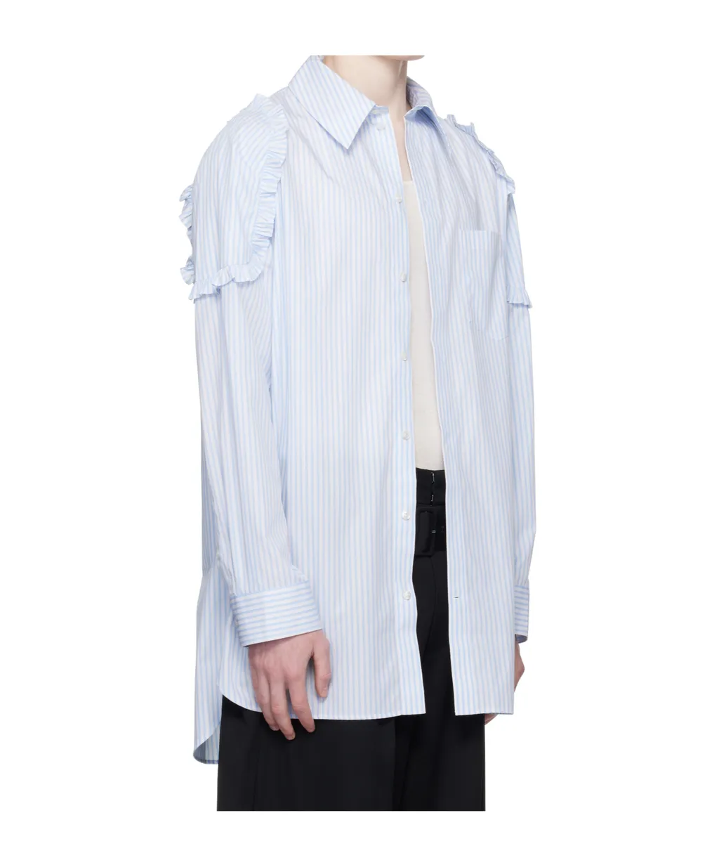 Ruffle Shoulder Patch Tunic Shirt