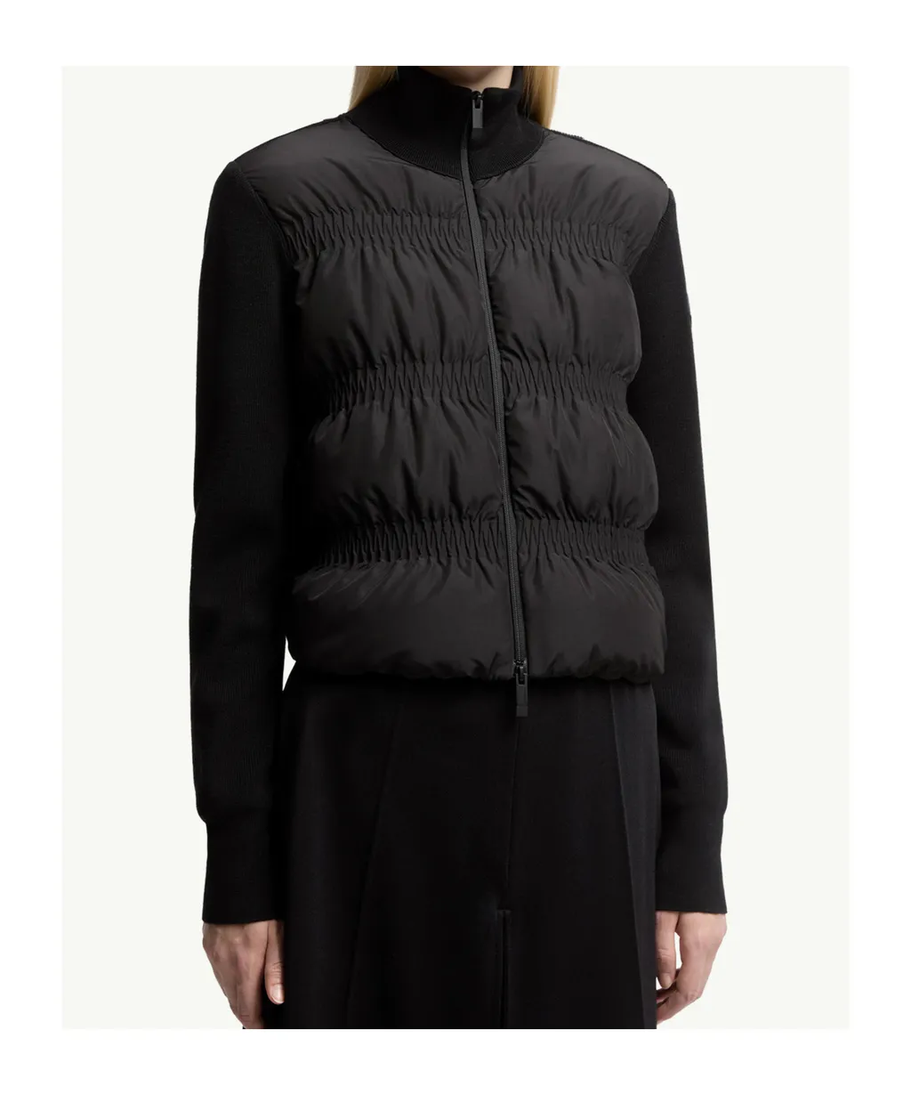 Padded Wool Zip-Up Cardigan