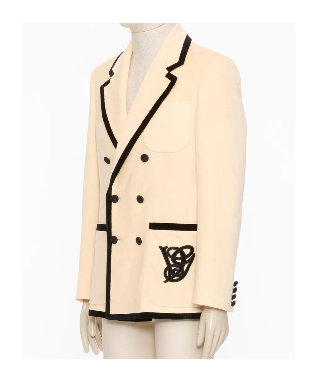 Double-Breasted Embroidered Blazer