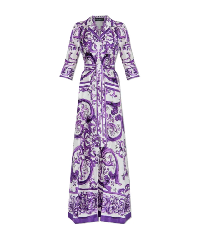 Majolica-Print Maxi Dress