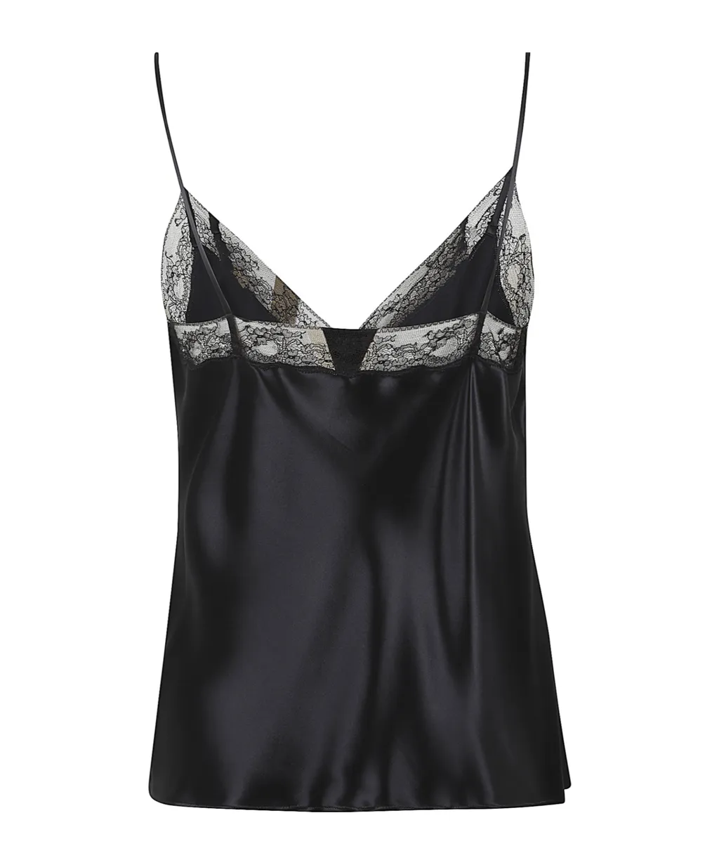 Alberta Ferretti Lace-Trimmed V-Neck Top