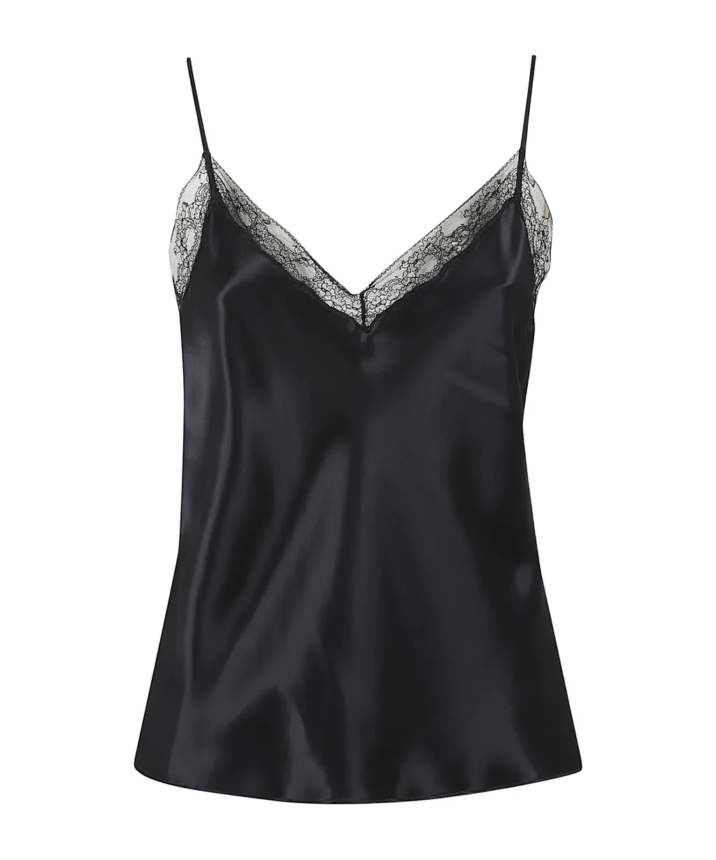 Alberta Ferretti Lace-Trimmed V-Neck Top