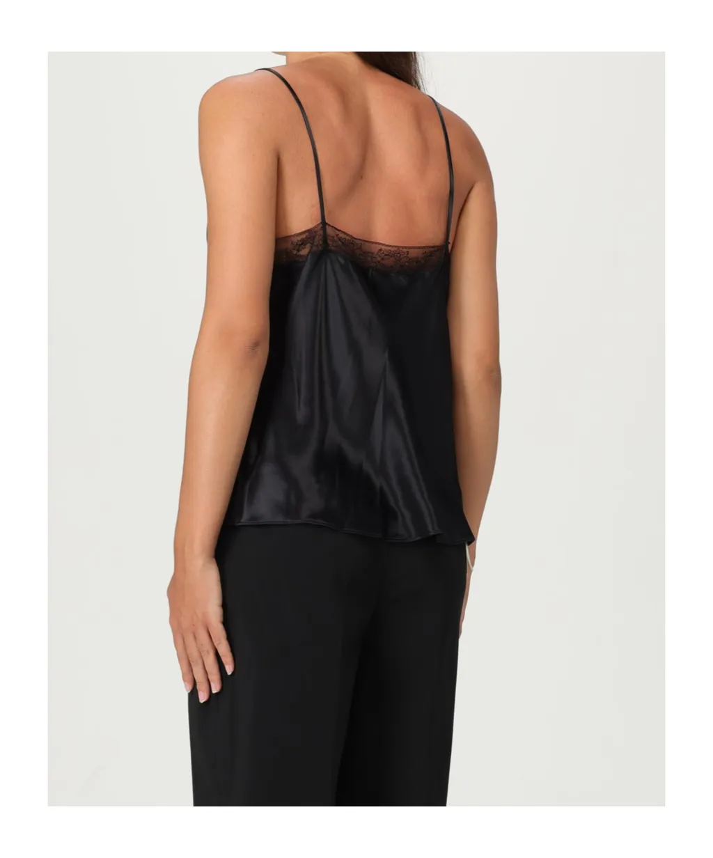 Alberta Ferretti Lace-Trimmed V-Neck Top