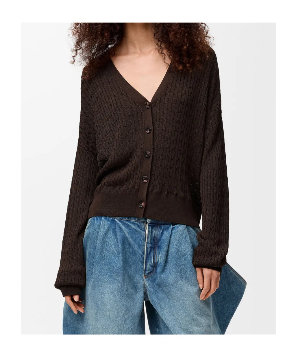 Cable-Knit Button Cardigan