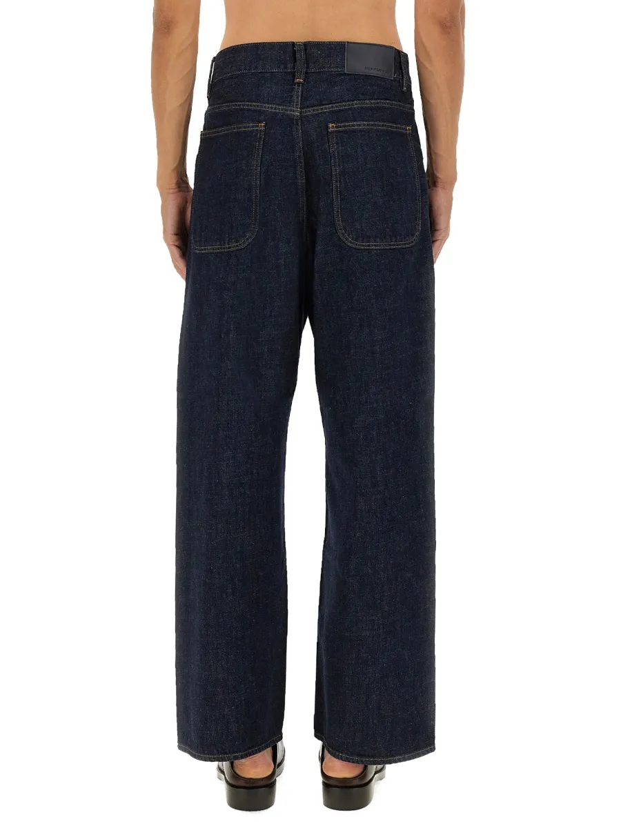 Sunflower Logo Patch Wide-Leg Jeans