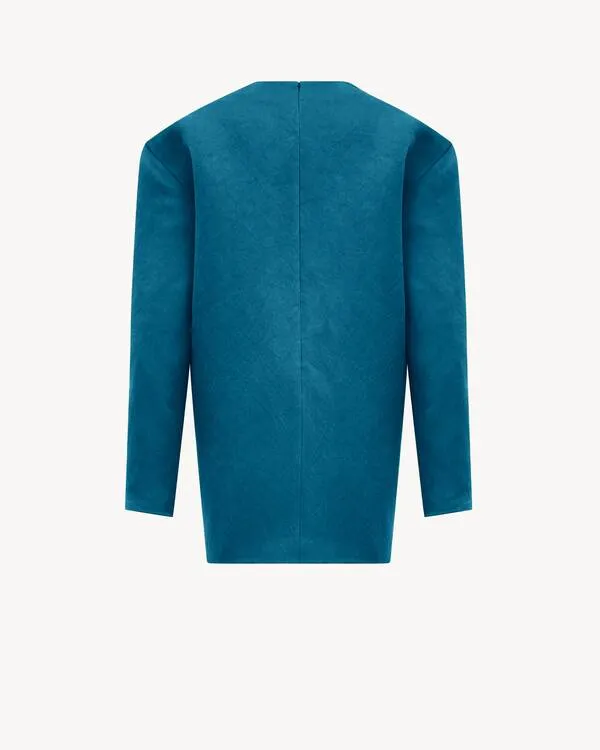 Saint Laurent Crewneck Long-Sleeved Boxy Dress