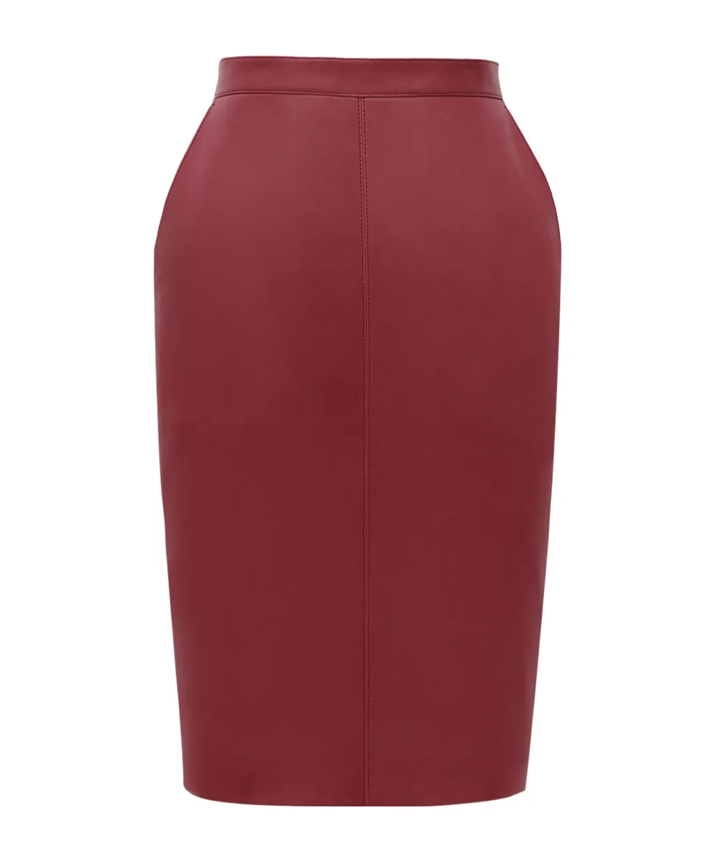Saint Laurent High-Waisted Leather Midi Skirt
