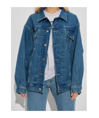 Button-Fastening Flap-Pocket Denim Jacket
