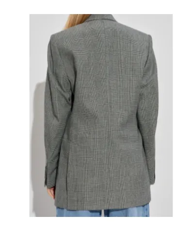 Check-Pattern Three-Button Blazer