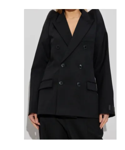 Padded-Shoulder Double-Breasted Jacket