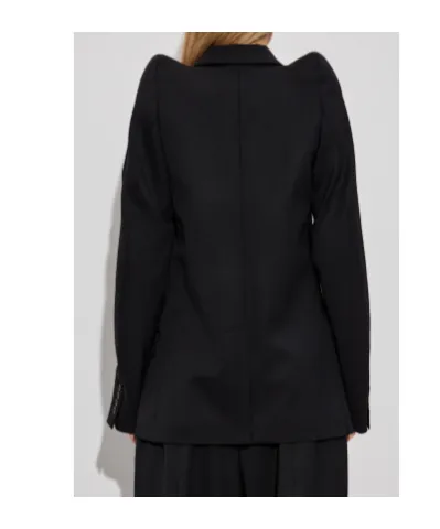 Padded-Shoulder Double-Breasted Jacket