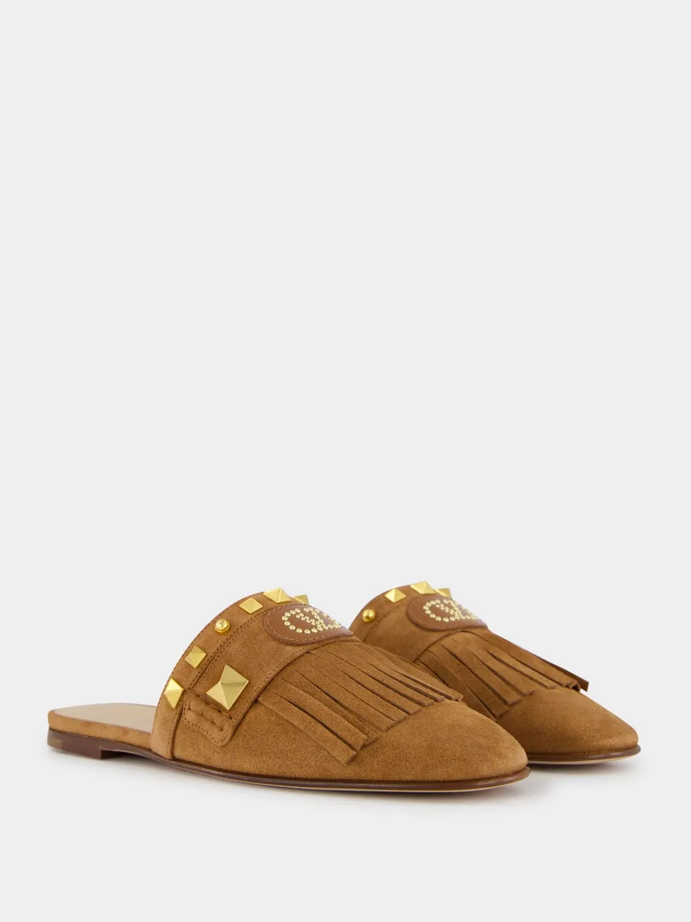 Plaster Caster Fringed Slide Mules